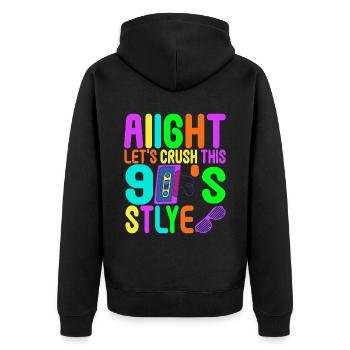 90s Party 90s - Unisex Premium Organic Zip Hoodie - black - Back - Nico (187cm)