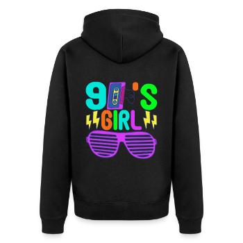 90s Party 90s - Unisex Premium Organic Zip Hoodie - black - Back - Nico (187cm)