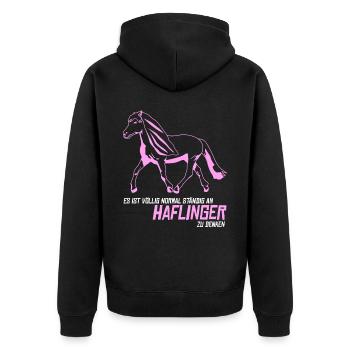 Haflinger Haflingers - Unisex Premium Bio Zip Hoodie - Schwarz - Hinten - Nico (187cm)