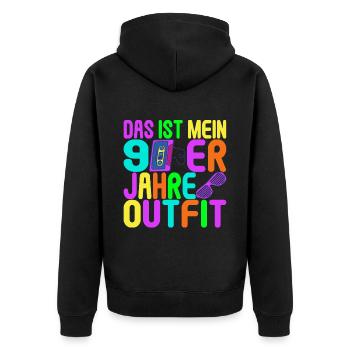 90s Party 90s - Unisex Premium Organic Zip Hoodie - black - Back - Nico (187cm)
