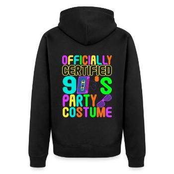 90s Party 90s - Unisex Premium Organic Zip Hoodie - black - Back - Nico (187cm)