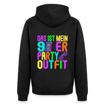 90s Party 90s - Unisex Premium Organic Zip Hoodie - black - Back - Nico (187cm)