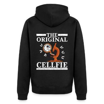 Das Original Cellfie Biologe Lehrer für Naturwisse - Unisex Premium Bio Zip Hoodie - Schwarz - Hinten - Nico (187cm)