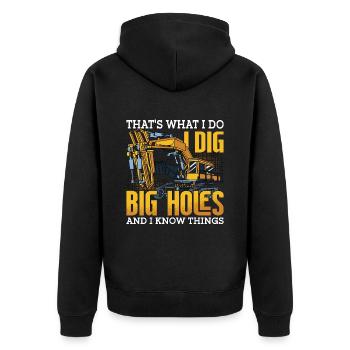Bagger Bauarbeiter Baggern Baggerfahrer Geschenk - Unisex Premium Bio Zip Hoodie - Schwarz - Hinten - Nico (187cm)