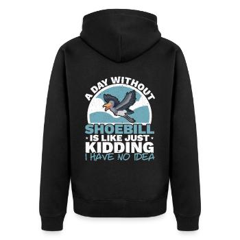 Ein Tag ohne Schuhschnabel Bird Lover Whalehead - Unisex Premium Bio Zip Hoodie - Schwarz - Hinten - Nico (187cm)