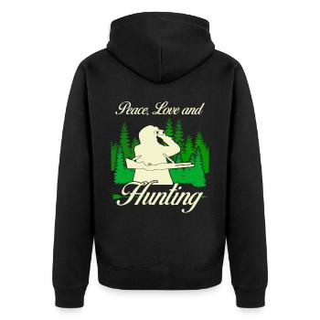 Jägerin Jäger Jagd Jagdschein Jagen - Unisex Premium Bio Zip Hoodie - Schwarz - Hinten - Nico (187cm)