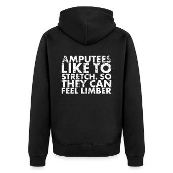 Les amputés aiment s’étirer. Pour que vous puissiez - Veste à capuche bio Premium Unisexe - noir - Dos - Nico (187cm)