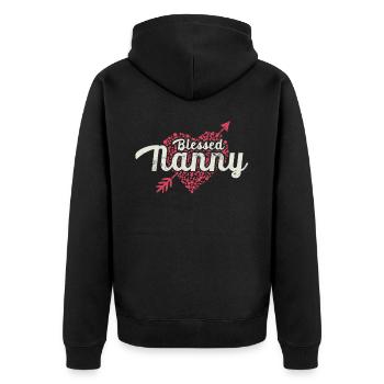 Gesegnete Nanny Für Großmutter Oma - Unisex Premium Bio Zip Hoodie - Schwarz - Hinten - Nico (187cm)