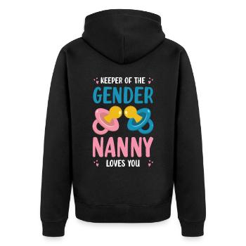 Keep The Gender, Nanny Loves You For - Unisex Premium Organic Zip Hoodie - black - Back - Nico (187cm)
