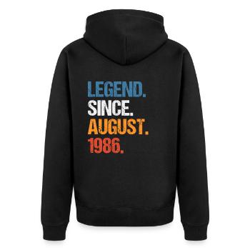 Legend Since August 1986 Geburtstag - Unisex Premium Bio Zip Hoodie - Schwarz - Hinten - Nico (187cm)