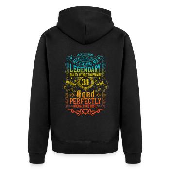 Vintage Legendary - Aged perfectly 31st birthday - Unisex Premium Organic Zip Hoodie - black - Back - Nico (187cm)
