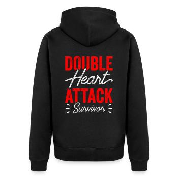 Zweifacher Herzinfarkt Überlebender Herzanfall - Unisex Premium Bio Zip Hoodie - Schwarz - Hinten - Nico (187cm)