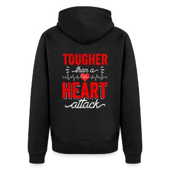 Härter Als Ein Herzinfarkt Herzanfall Herzattacke - Unisex Premium Bio Zip Hoodie - Schwarz - Hinten - Nico (187cm)