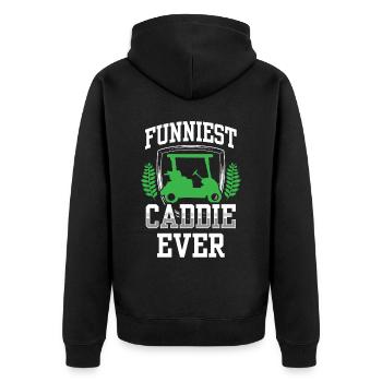 The Funniest Caddie Ever Golf Golfing - Unisex Premium Organic Zip Hoodie - black - Back - Nico (187cm)