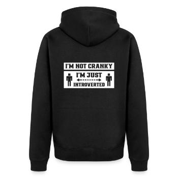 I'm not cranky I'm just an introvert - Unisex Premium Organic Zip Hoodie - black - Back - Nico (187cm)