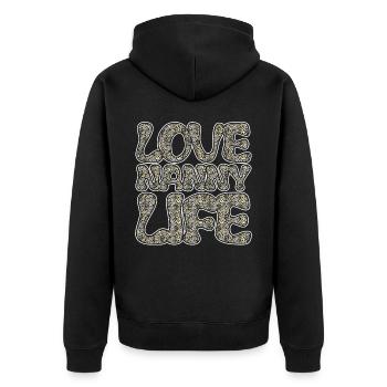 Liebe Nanny Life Für Großmutter Oma - Unisex Premium Bio Zip Hoodie - Schwarz - Hinten - Nico (187cm)