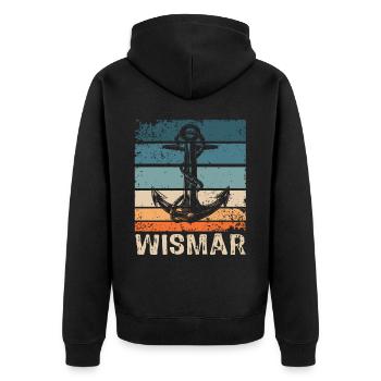 Wismar Ostsee Wismarer Urlaub - Unisex Premium Bio Zip Hoodie - Schwarz - Hinten - Nico (187cm)