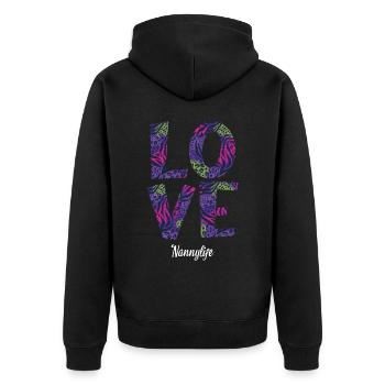 Liebe Nanny Life Für Großmutter Oma - Unisex Premium Bio Zip Hoodie - Schwarz - Hinten - Nico (187cm)