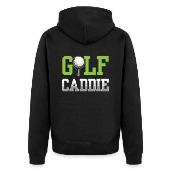 Golf Caddie Profession Golfer Golfing - Unisex Premium Organic Zip Hoodie - black - Back - Nico (187cm)