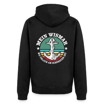 Wismar Ostsee Wismarer Urlaub - Unisex Premium Bio Zip Hoodie - Schwarz - Hinten - Nico (187cm)