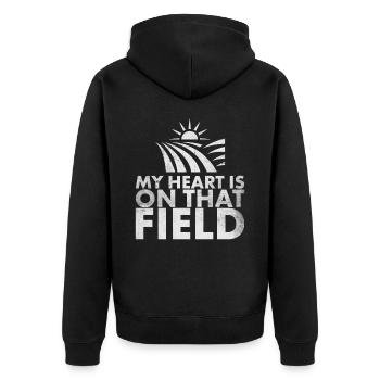 My heart is on this field design for farmer - Unisex Premium Organic Zip Hoodie - black - Back - Nico (187cm)