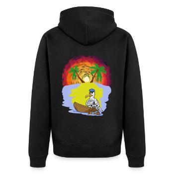 Ahoi Caribbean Island Bateau à rames Seagull Captain Trip - Veste à capuche bio Premium Unisexe - noir - Dos - Nico (187cm)