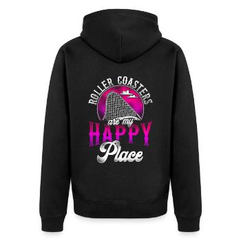 Roller Coaster Vintage Roller - Unisex Premium Bio Zip Hoodie - Schwarz - Hinten - Nico (187cm)