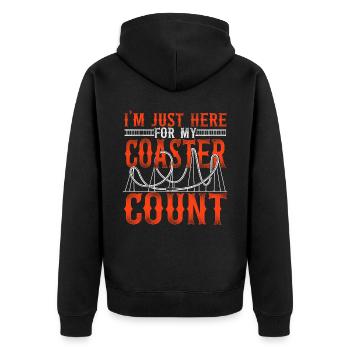 Roller Coaster Vintage I'm Just - Unisex Premium Organic Zip Hoodie - black - Back - Nico (187cm)
