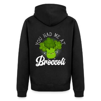 Vous m’avez eu au brocoli légume végétalien broccoholic - Veste à capuche bio Premium Unisexe - noir - Dos - Nico (187cm)