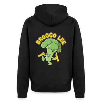 Brocco Lee Vegetable Vegetarian Vegan Broccoli - Unisex Premium Organic Zip Hoodie - black - Back - Nico (187cm)