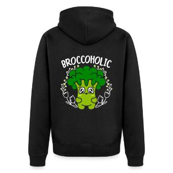 Broccoholic Gemüse Vegetarischer veganer Brokkoli - Unisex Premium Bio Zip Hoodie - Schwarz - Hinten - Nico (187cm)