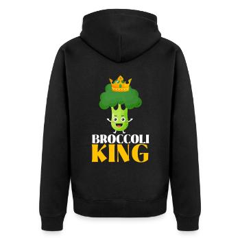 Brokkoli King Broccoholic Gemüse vegetarisch - Unisex Premium Bio Zip Hoodie - Schwarz - Hinten - Nico (187cm)