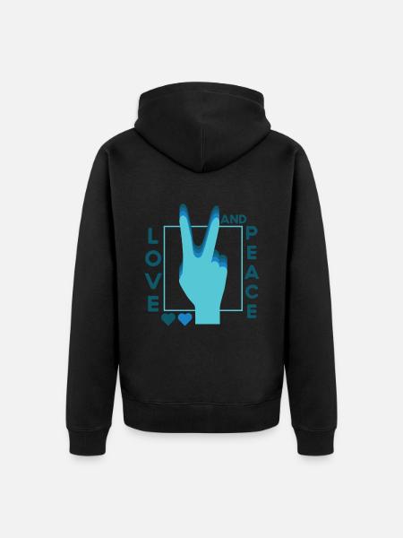 Love Peace Peace Harmony - Unisex Premium Organic Zip Hoodie - black