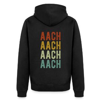 Aach Stadt Retro Vintage - Unisex Premium Bio Zip Hoodie - Schwarz - Hinten - Nico (187cm)