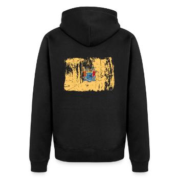 New jersey stolz geschenk - Unisex Premium Bio Zip Hoodie - Schwarz - Hinten - Nico (187cm)