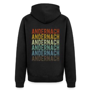 Andernach Stadt Retro Vintage - Unisex Premium Bio Zip Hoodie - Schwarz - Hinten - Nico (187cm)