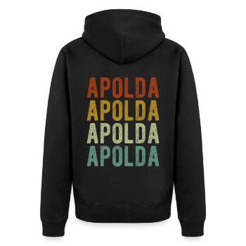 Apolda Stadt Retro Vintage - Unisex Premium Bio Zip Hoodie - Schwarz - Hinten - Nico (187cm)