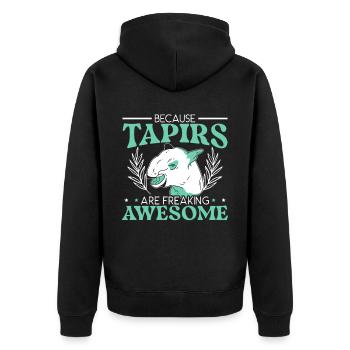 Weil Tapire verdammt tolle Tapirliebhaber sind - Unisex Premium Bio Zip Hoodie - Schwarz - Hinten - Nico (187cm)