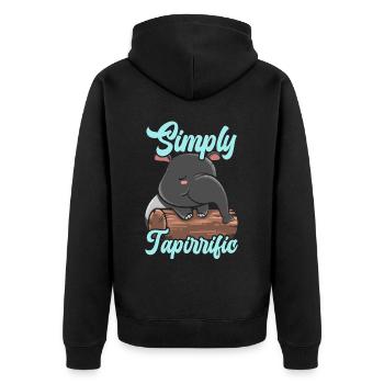 Simply Tapirrific Wildlife Animal Zookeeper Tapir - Unisex Premium Organic Zip Hoodie - black - Back - Nico (187cm)