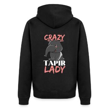 Crazy Tapir Lady Tier Tierpfleger Tapir - Unisex Premium Bio Zip Hoodie - Schwarz - Hinten - Nico (187cm)