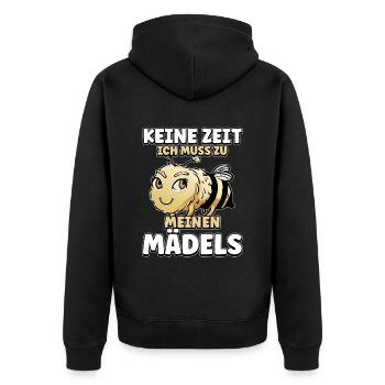 Keine Zeit Ich Muss Zu Meinen Mädels Bienen Imker - Unisex Premium Bio Zip Hoodie - Schwarz - Hinten - Nico (187cm)
