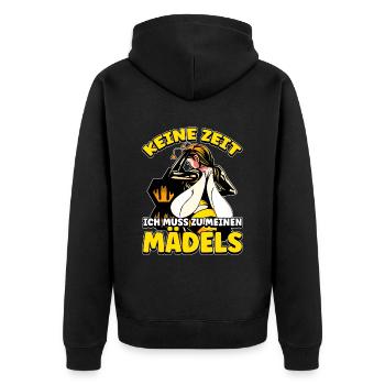 Keine Zeit Ich Muss Zu Meinen Mädels Bienen Imker - Unisex Premium Bio Zip Hoodie - Schwarz - Hinten - Nico (187cm)
