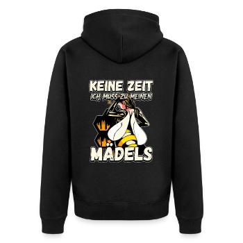 Keine Zeit Ich Muss Zu Meinen Mädels Bienen Imker - Unisex Premium Bio Zip Hoodie - Schwarz - Hinten - Nico (187cm)