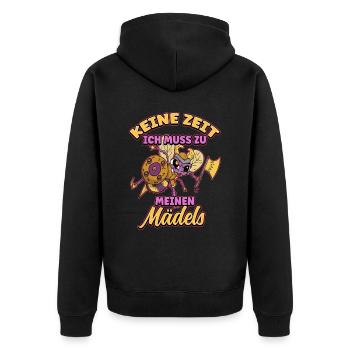 Keine Zeit Ich Muss Zu Meinen Mädels Bienen Imker - Unisex Premium Bio Zip Hoodie - Schwarz - Hinten - Nico (187cm)