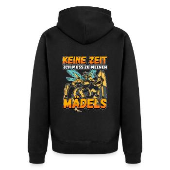 Keine Zeit Ich Muss Zu Meinen Mädels Bienen Imker - Unisex Premium Bio Zip Hoodie - Schwarz - Hinten - Nico (187cm)