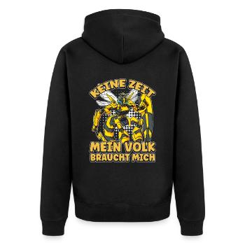 Keine Zeit Mein Volk braucht mich Imker Bienen - Unisex Premium Bio Zip Hoodie - Schwarz - Hinten - Nico (187cm)