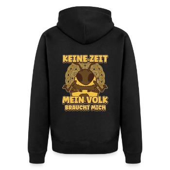 Keine Zeit Mein Volk braucht mich Imker Bienen - Unisex Premium Bio Zip Hoodie - Schwarz - Hinten - Nico (187cm)
