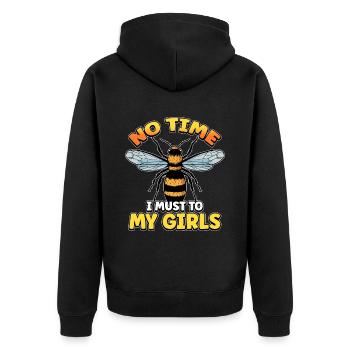 Keine Zeit Ich Muss Zu Meinen Mädels Bienen Imker - Unisex Premium Bio Zip Hoodie - Schwarz - Hinten - Nico (187cm)