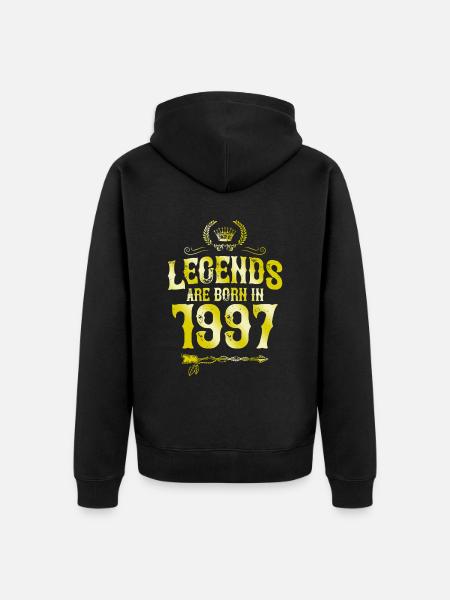 1997 legends born in - Unisex Premium Organic Zip Hoodie - black