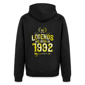 1992 legends born in - Unisex Premium Bio Zip Hoodie - Schwarz - Hinten - Nico (187cm)